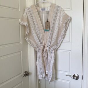 Brand new with tags - Prana swim cover.  Medium. Tan  & cream. Organic cotton